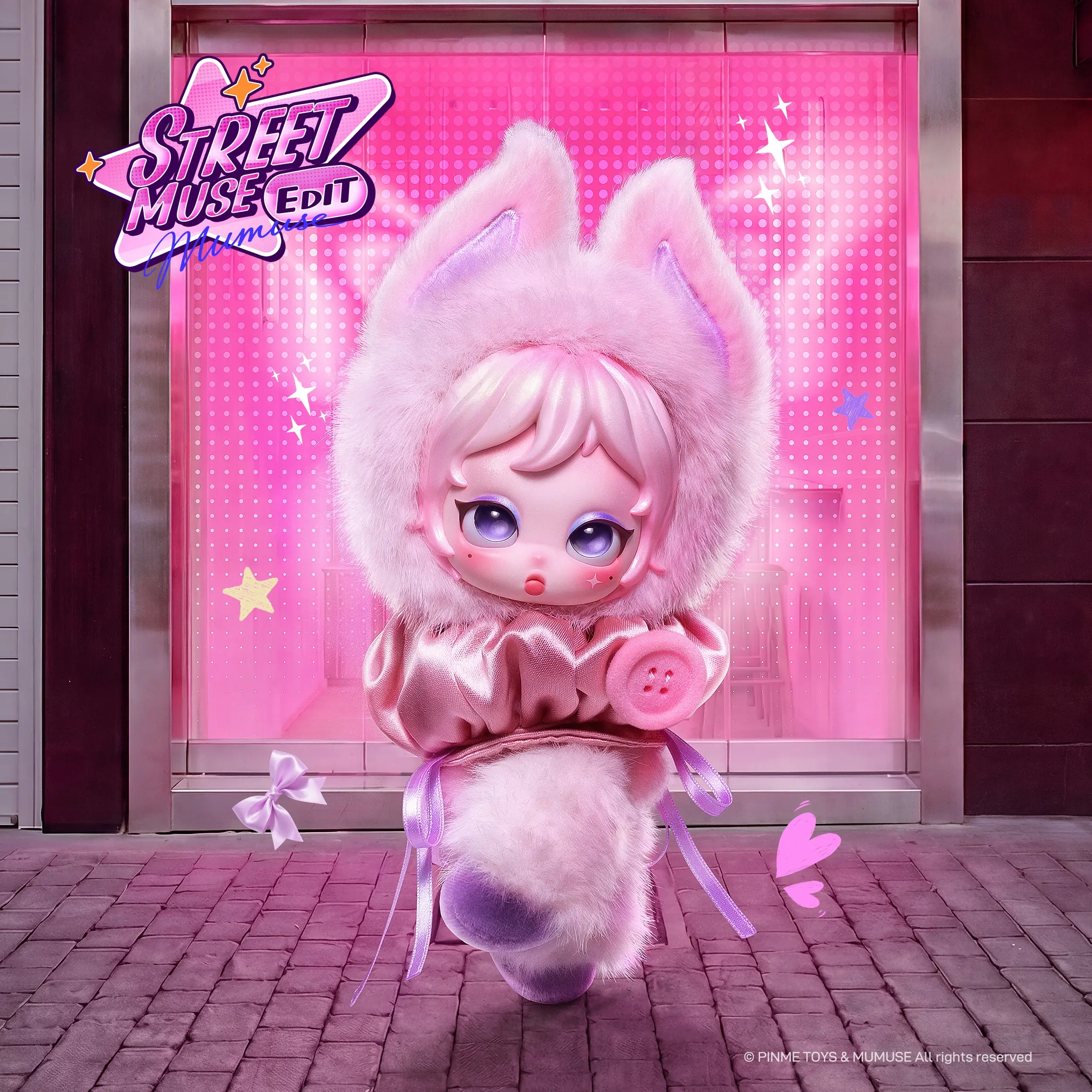 PINME-MUMUSE Street Muse Edit Blind Box Fluffy Stuffed Toy Pendant - Polyester-PVC Unisex Collectibles Keychain, Bag Charm
