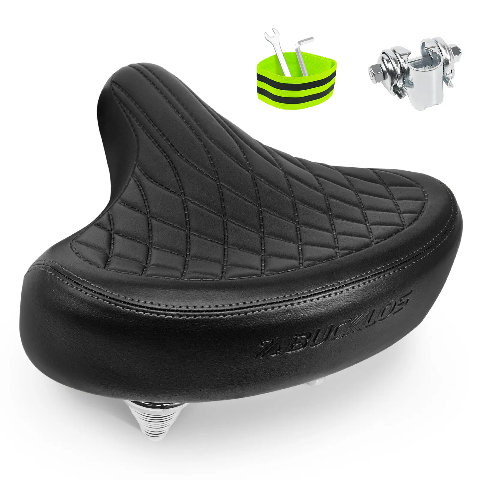 BUCKLOS Ergonomic Bicycle Saddle, Wide Retro Diamond Pattern Saddle Seat with Memory Foam, Shock Absorbent & Waterproof for Mountain Bikes, Cruisers & Ebikes, Bicycle Accessories, Wide Seating, Sponge