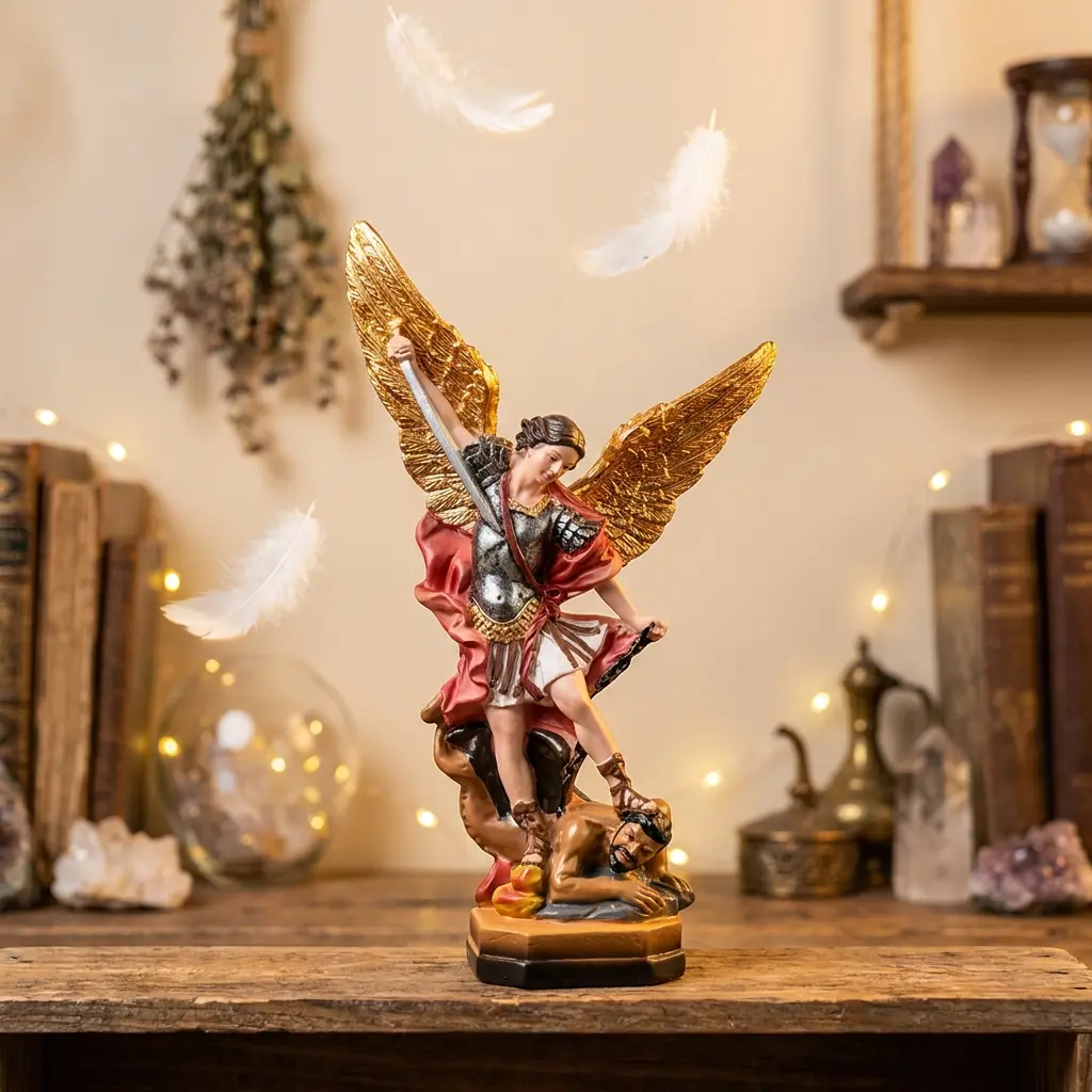 Saint Michael Statue 8.46" inches, Archangel Michael defeating evil