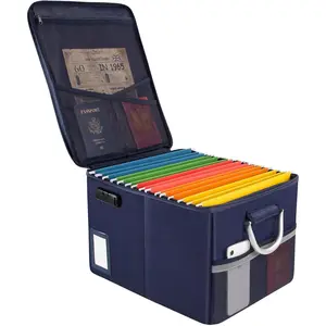 Fireproof Document Box, Fire Proof Safe Box for Home Document Organizer with Lock, Fire Organizer Box Office Storage Cabinet for Hanging Letter/Legal Folder 16.1 x 12.9 x 11in (Blue)