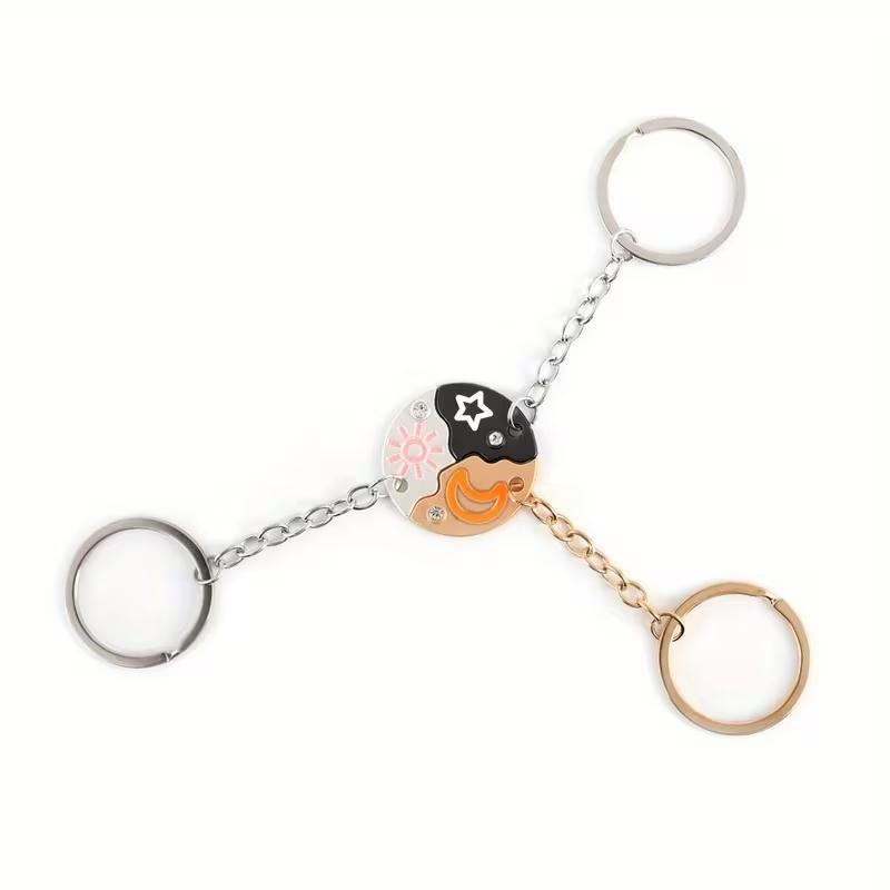 Sun Moon Star Magnetic Keychain Set for 3 – Trio Best Friend Matching Friendship Keychains Gift for Besties Family Sisters Best Friends