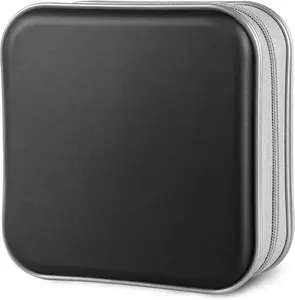 40 Capacity CD/DVD Case Holder – Hard Plastic Disc Storage Binder for Car, Home, Office, or Travel
