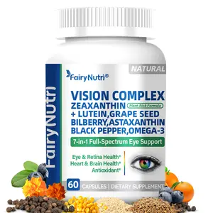 FairyNutri 7-in-1 Eye Vision Support Complex | Lutein Zeaxanthin Bilberry Astaxanthin & Omega 3, Antioxidant for Daily Eye Wellness,60 Capsules