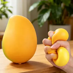 Stretchy Mango Stress Ball Set Simulation Fruit, Soft Squishy Sensory Toy for Anxiety Relief, Slow Rise Fidget Cube for Desk Party Present
