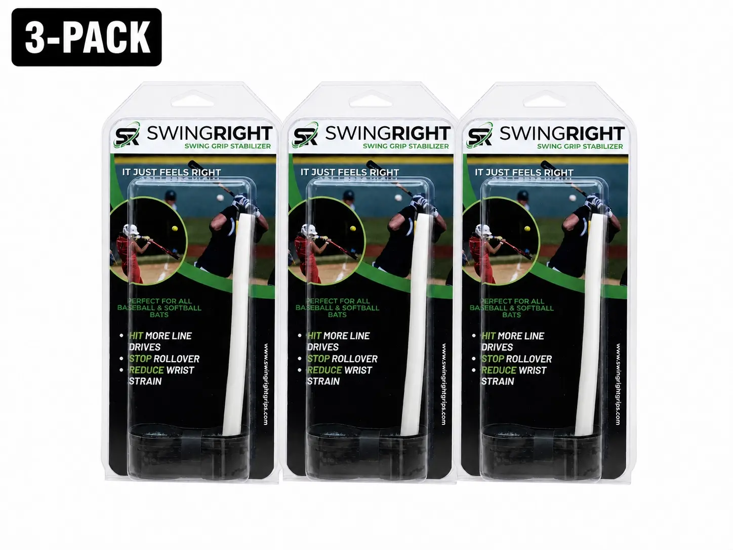SwingRight Grip (3 Pack) - Baseball and Softball bat grip
