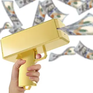 Gold-Tone Money Effect Party Gun - Handheld Celebration Accessory with Decorative Bills for Events & Photo Shoots (Single Unit)