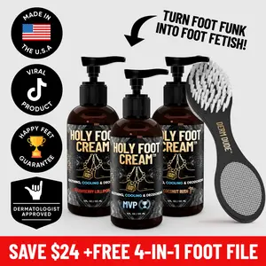 Holy Foot Cream 3-Pack – Hydrating Cream for Cracked Heels & Funky Feet | Foot + Nail Moisturizer for Men | Odor Control + Fresh Scent | Trending on TikTok