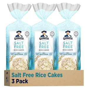 Quaker Salt Free Rice Cakes 8.53 Ounce Pack of 3 Gluten Free Whole Grain Brown Rice Snacks 35 Calories per Serving
