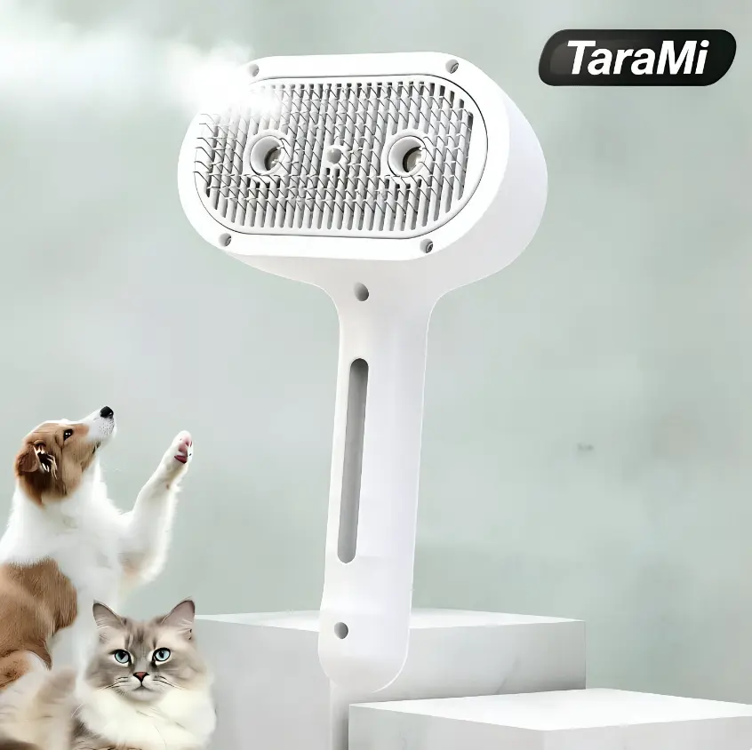 TaraMi Pet Shedding Grooming Brush, Grooming Supplies - 3-in-1 Fur Removal Brush with Dual-Head Enhanced Mist Spray, Dematting Comb, 1-Button Clean, Skin-Safe Tool for Long & Short Haired Small Animals, Shedding Grooming Brushes sohochic