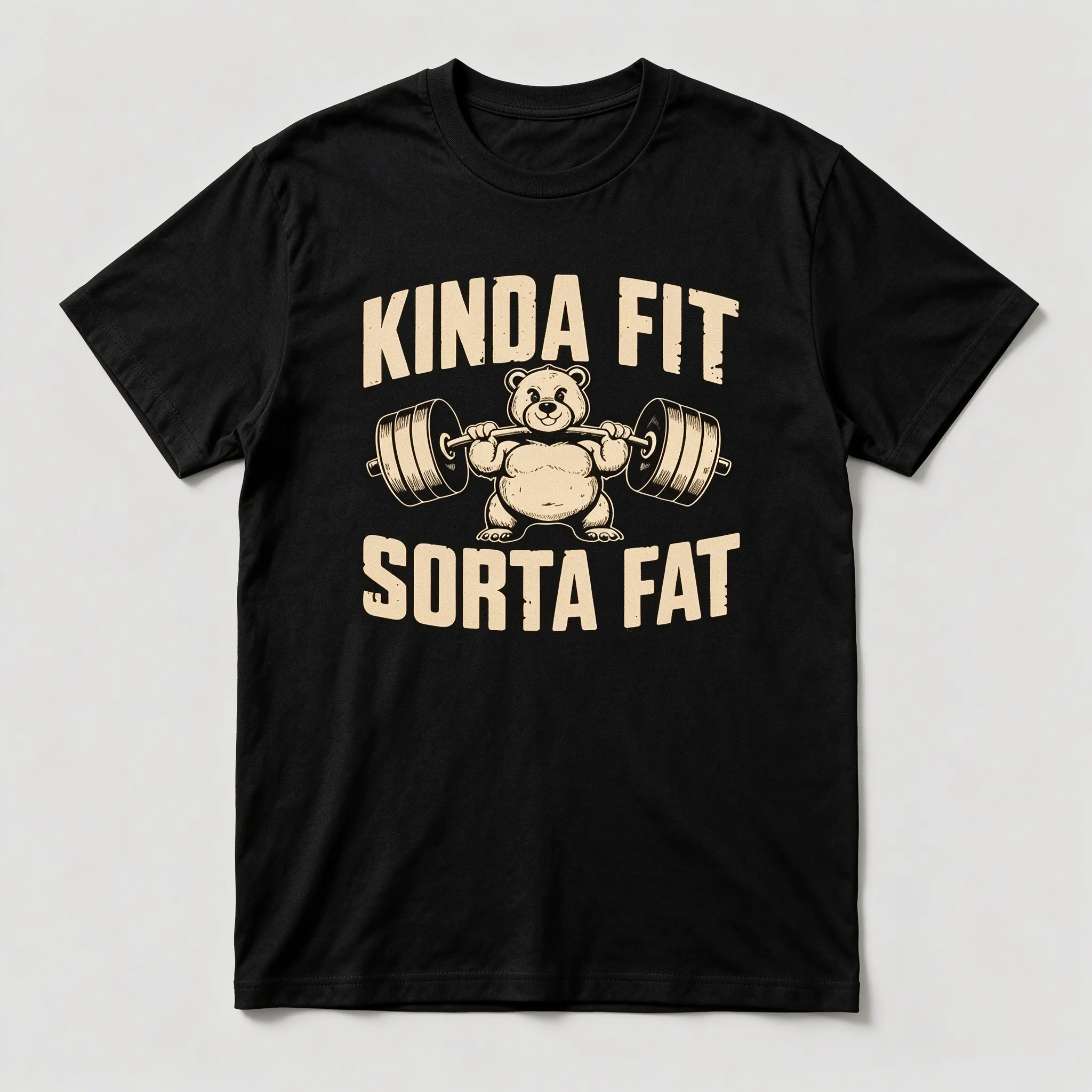 Men's 180g 100% Cotton Oversized Heavyweight Short-Sleeve T-Shirt, Printed Weightlifting Bear Graphic, Unisex Crew Neck, No Shrink Risk, for Gym Sports Streetwear, All Seasons, Check Sizing Chart, XXL,S
