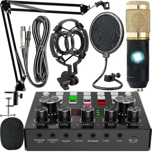 Podcast Equipment Bundle, Audio Interface with Voice Changer & Condenser Microphone, Audio Mixer Perfect for Recording, Broadcasting, Live Streaming