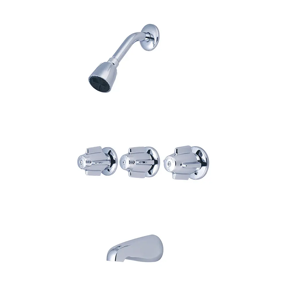 Central Brass 0971 Three Handle Tub & Shower Set - Polished Chrome