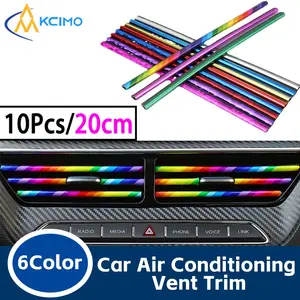 10 Pcs Car Air Vent Decorative Strips, 20cm PVC Material, Interior Modification Parts, Universal Car Interior, Automotive Interior Accessories, Vent Outlet Decoration, Door Corner Protection Strip