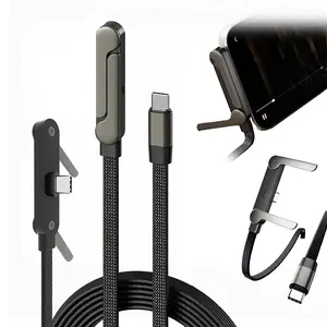 All-in-One 240W Fast-Charging Kit: Foldable Phone Stand & Cable | Supports Various Phones and Tablets | Streamlined Desk Organizer