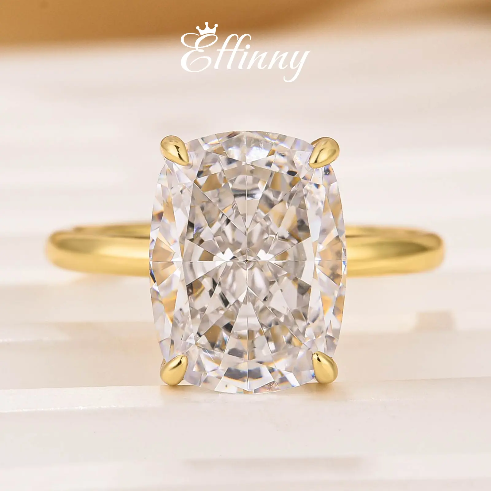 Effinny Jewelry 5.0ct Cushion Brilliant Cut CZ Solitaire Engagement Ring, S925 Sterling Silver Bridal Ring, Women's Ring for Travel,Wedding,Travel, Wedding Rings, Engagement Rings