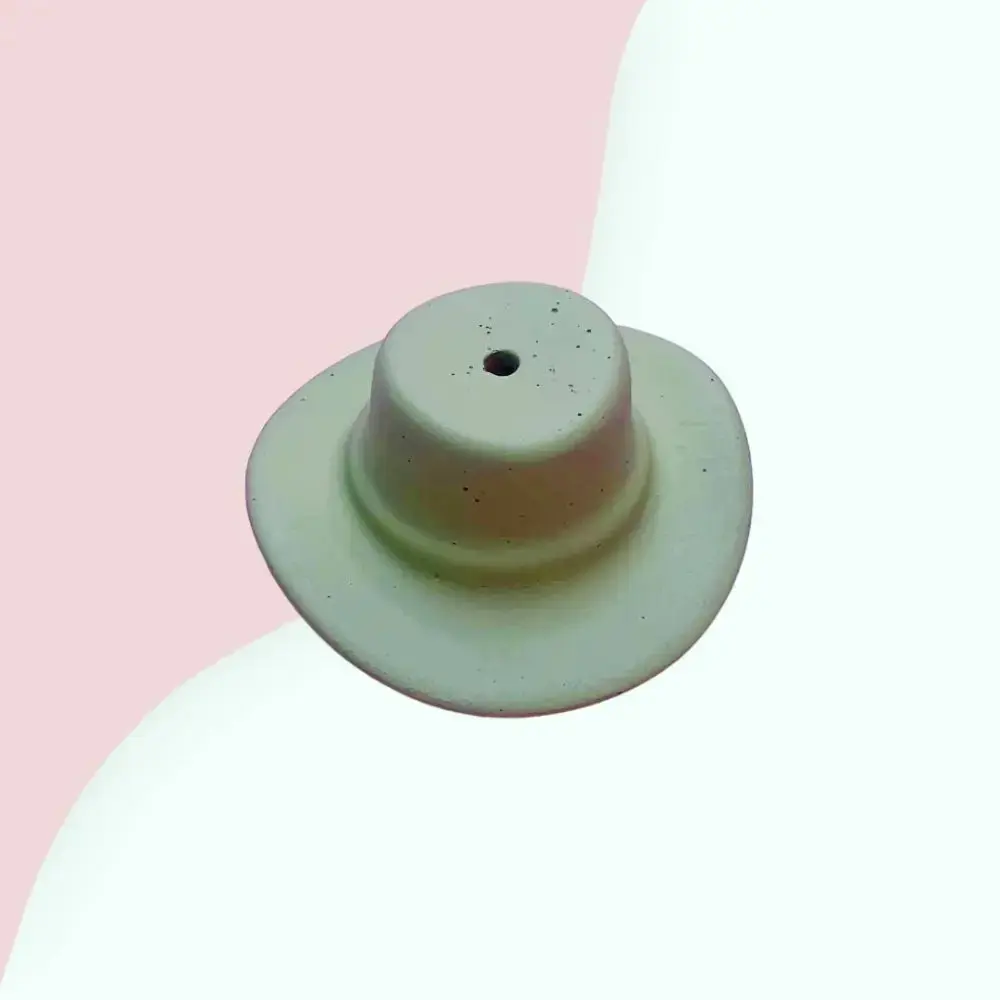 Colorful Concrete Cowboy Hat Incense Holder: Sage Green / Matte