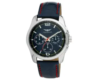 Gianello Mens Blue Italian Design Stitching Strap Watch