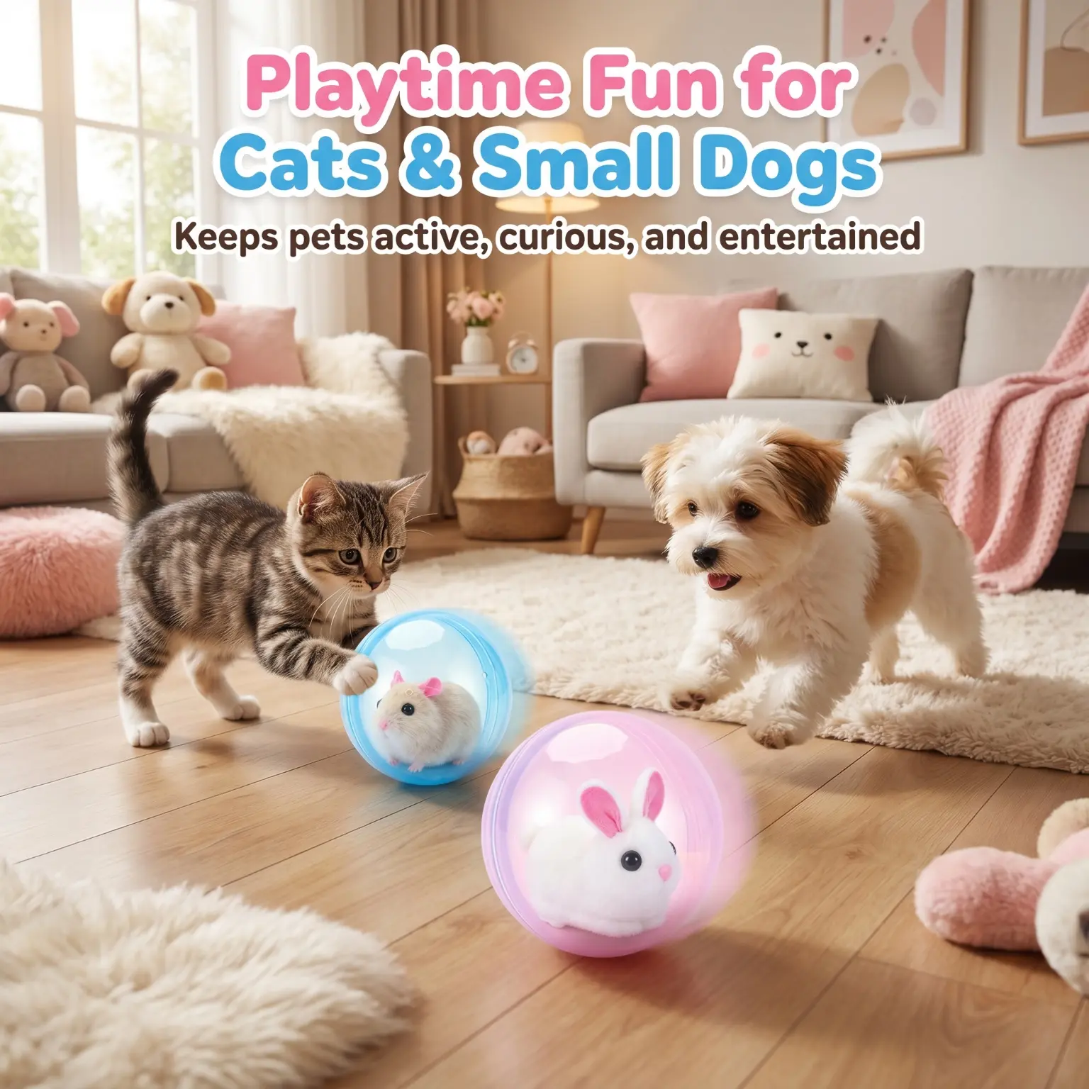 Interactive Smart Hamster Ball Cat Toy, Viral Automatic Rolling Ball Built with Obstacle Avoidance System, Battery Powered Fun Play Toy, Engaging Entertainment to Keep Indoor Cats Active & Happy