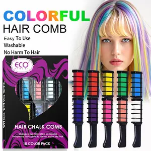 ECO Finest Hair Chalk Comb Set - 10 Vibrant Colors, Non-Toxic, Water-Washable, Quick Dry, Temporary Hair Color for Teens & Adults, Perfect for Cosplay & Parties