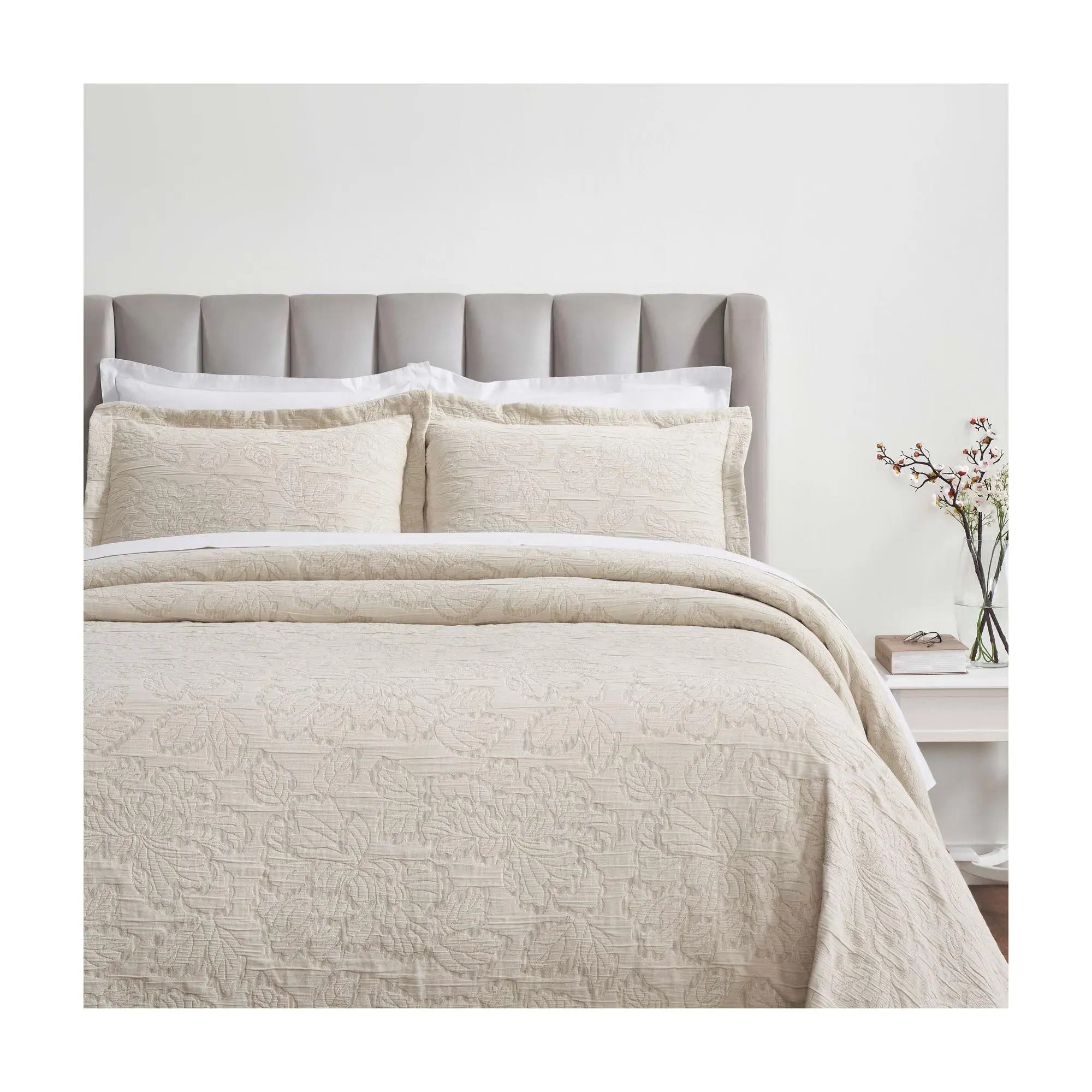 Superior Hibiscus Cotton Bedspread and Sham Set, Queen Superior Hibiscus Cotton Bedspread and Sham Set, Queen