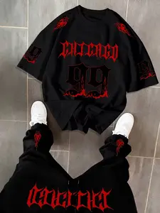 Men's Summer Casual Two-Piece Set, Breathable High-Quality Heavyweight, Loose Fit T-Shirt & Elastic Waist Pants, Perfect for Weekend Gatherings