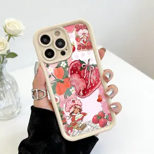 Strawberry Shortcake Custom Soft Silicone TPU Smartphone Cover, Fully Protective Shockproof Phone Accessory for iPhone 17,16,15 Pro Max,14,13,12,11,X,Plus, for Pink Girls