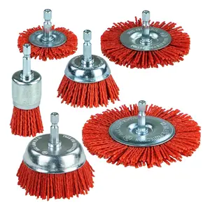 6 Pack Nylon Filament Abrasive Wire Brush Wheel & Cup Brush Set with 1/4 Inch Hex Shank, 6 Sizes Nylon Drill Brush Set for Removal of Rust Corrosion Paint - Home Improvement.