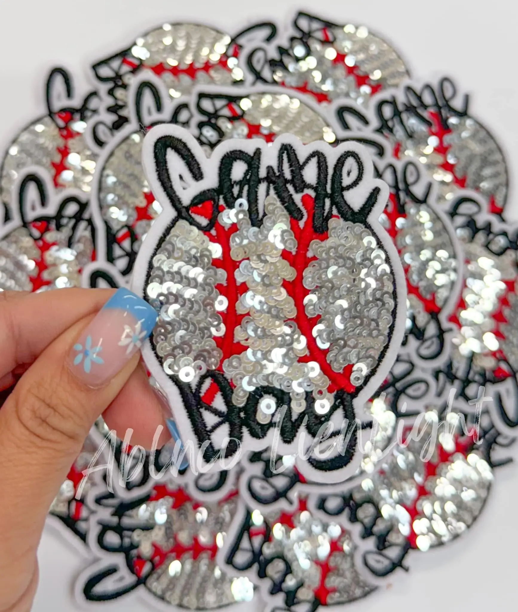 Baseball Game Day Sequin Patch - Small
