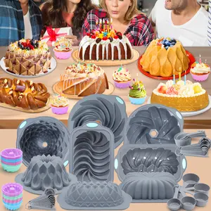 66/45 /21Pieces  Silicone Wavy Cake Mold Set - BPA-Free Loaf Pan & Hollow Pan for Cakes Breads Jellies - Non-Toxic Heat-Resistant Baking Tools - Perfect Gift for Holidays