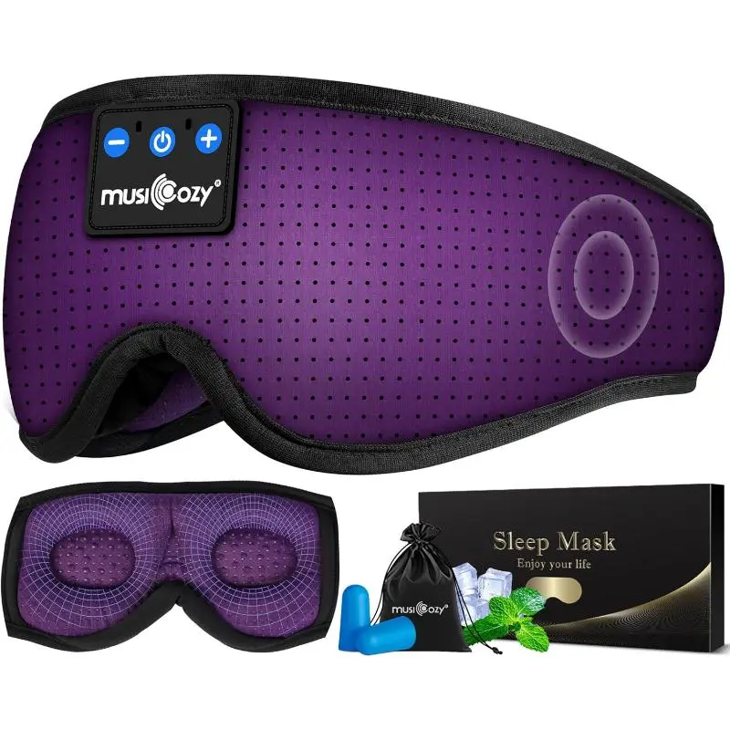 MUSICOZY Sleep Mask with Bluetooth Headphones Bluetooth Sleep Mask Sleep Headphones,3D Eye Mask for Sleeping Mask Music Sleeping Headphones for Side Sleepers Meditation Gifts Gadgets for Men Women