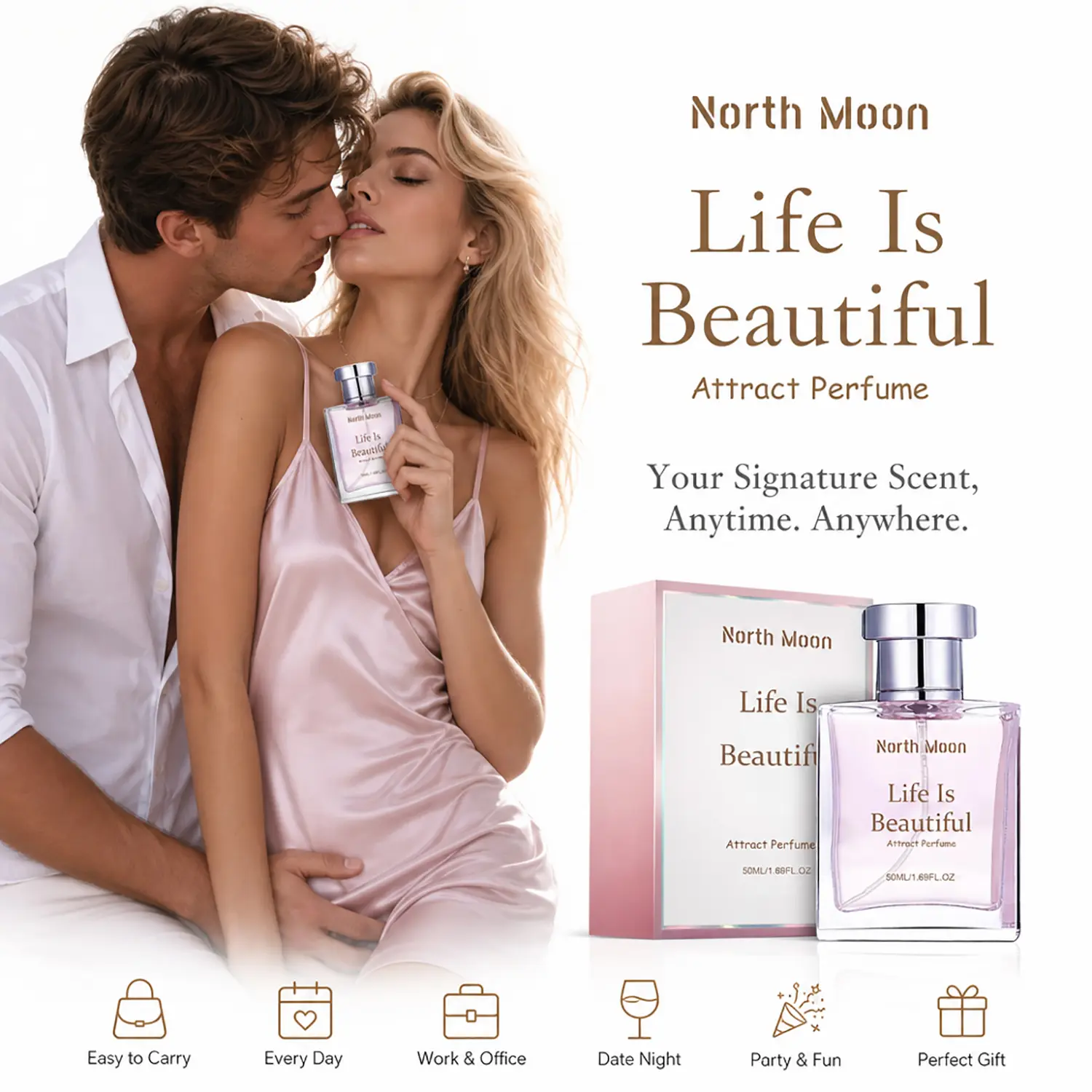 Women’s Pheromone Perfume,  Infused with Pheromone Formula, Long Lasting 12H, Floral and Fruity Scent, Designed for Her to Reveal Her True Beauty, Make Him Obsessed & Share a Radiant Unforgettable Night,Perfect for Christmas & Black Friday. 50ML/1.69FL.OZ