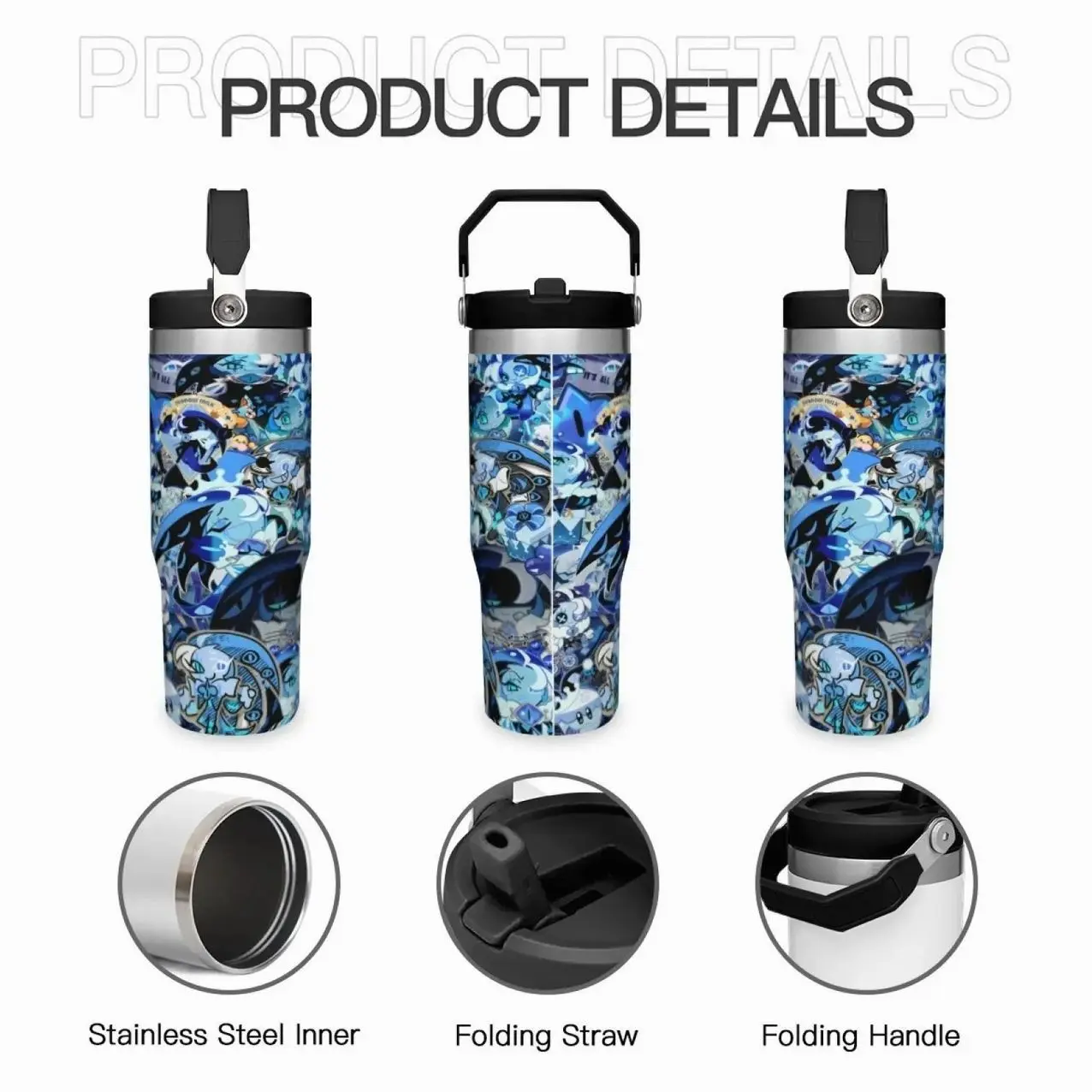 30 Oz Shadow Milk Cookie Themed Tumbler - Insulated Stainless Steel Water Bottle, Durable Thermos & Flask, Multi-Purpose Drinking Cup for Home, Office, School & Daily On-the-Go, Perfect Gift & Summer Cool Drinkware