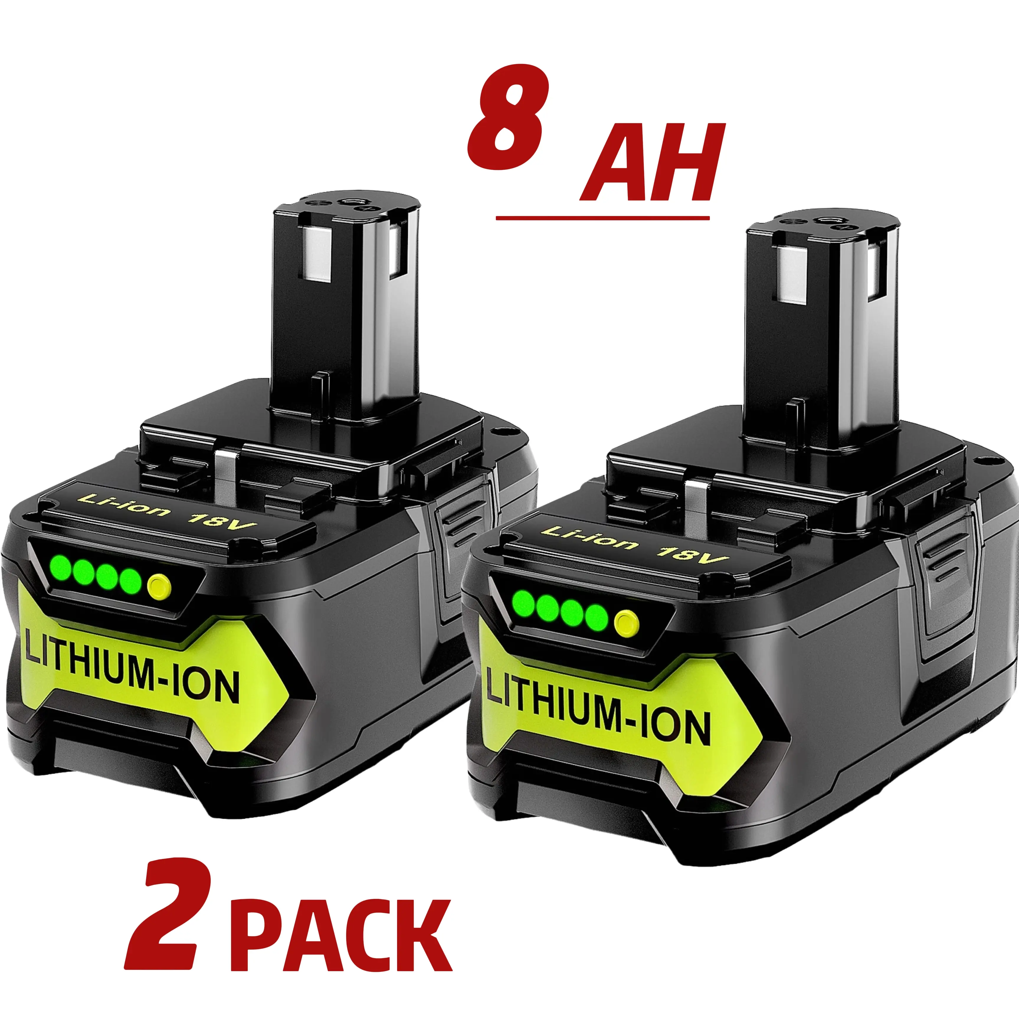 2PACK For RYOBI P108 18V One+ Plus High Capacity Battery 18 Volt Lithium-Ion New 8.0AH high quality with LED indicator