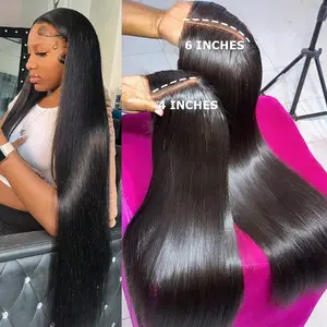 13x6 Straight Lace Front Wigs Human Hair HD Transparent Lace Frontal Human Hair Wigs for Women Human Hair Pre Plucked 28 Inch
