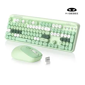 MageGee V920 Full-Size Creamy Keyboard and Mouse Combo with Round Keycaps, Gradient Color, 2.4GHz Wireless, Sleep Mode (Non-Bluetooth, for Office Use)