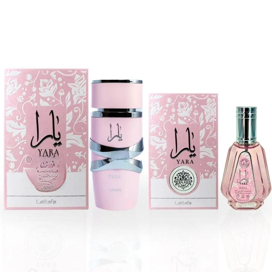 Lattafa Yara Multi-Pack EDP Perfume Spray - 100ML & 50ML Mini Bundle, Aromatic Citrusy Fragrance with Heliotrope, Orchid, Tangerine, Tropical Fruits, Floral Notes, Gourmand Accord & Vanilla Perfumes