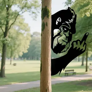 Peaking a Bo Off Bigfoot Animal Metal Sign Art Ornament,Peeping Animal Wall Art Ornament Bigfoot Peeping Around Signs Sasquatch Yard Decor Garden