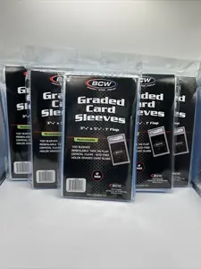 BCW Resealable Graded Card Sleeves 5 Packs of 100 - High-Quality Design for Card Collectors and Enthusiasts, Plastic Sleeve
