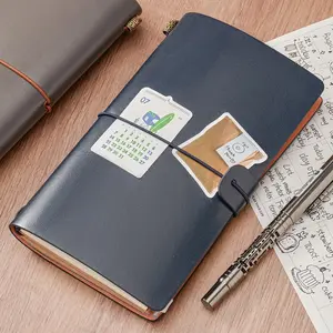 A6 Creative Notebook with Metal Bookmark, Includes Leather Paper, Lined Paper, PVC Storage Bag, Ideal for Handbooks, Vintage Travel Journals, Travel Diary Notebook