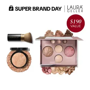 Laura Geller Baked Starter Kit (3PC) - Includes Makeup Palette, Brush, Foundation
