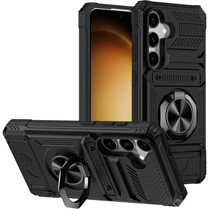 Samsung Galaxy S25/S24/S23 Ultra Plus FE, Phone Case for Samsung Galaxy A56/A55/A36/A35/A26/A17/A16/A15/A14 5G, Military Grade TPU+PC [Built-in Magnetic Kickstand] with Card Holder Dual-Layer Design Heavy Duty Shockproof Protection
