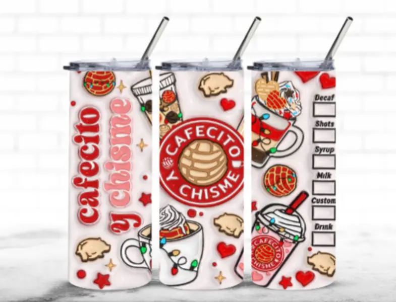 Cafecito y Chisme Christmas 20oz Sublimation Tumbler