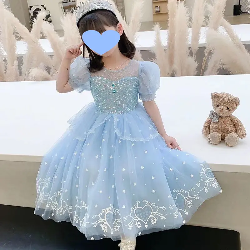 Girls' Ice Princess Dress 2024 - Frozen-Inspired Long Party Gown with Detachable Cape, Sparkling Tulle Costume for Birthday & Stage Performance Ages 3-10 ​ Tutu girlclothes gangster clothes girls