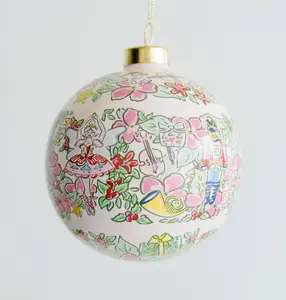 Nutcracker in Bloom Ceramic Ornament with Custom Design featuring Nutcracker, Clara, Rat King, Sugarplum Fairy, Rocking Horse | Lilly Inspired Christmas Gift Home Decor