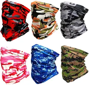 6 Pack Neck Gaiter Face Cover Scarf Multifunctional Headwear Elastic Tube Scarf Breathable UPF 50+ UV Resistance Bandana