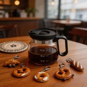 16oz Glass Coffee Mug in Coffee Pot Shape, 4 Inch Tall Compact Mini Carafe Design with Sip Lid, Cute Novelty Reusable Drinkware Cup for Coffee and Tea, Fun Gift for Coffee Lovers, Home Office Desk Aesthetic Mug