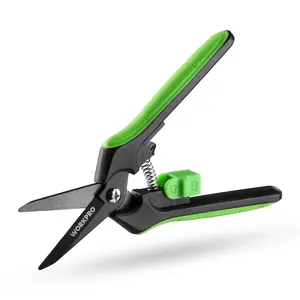 WORKPRO 6-Inch Garden Pruning Shears, Sharp High-Carbon Steel Harvest Snips with Nonstick Teflon Coating, Spring-Loaded Gardening Scissors with Safety Lock, for Flower, Fruit & Vegetable Picking