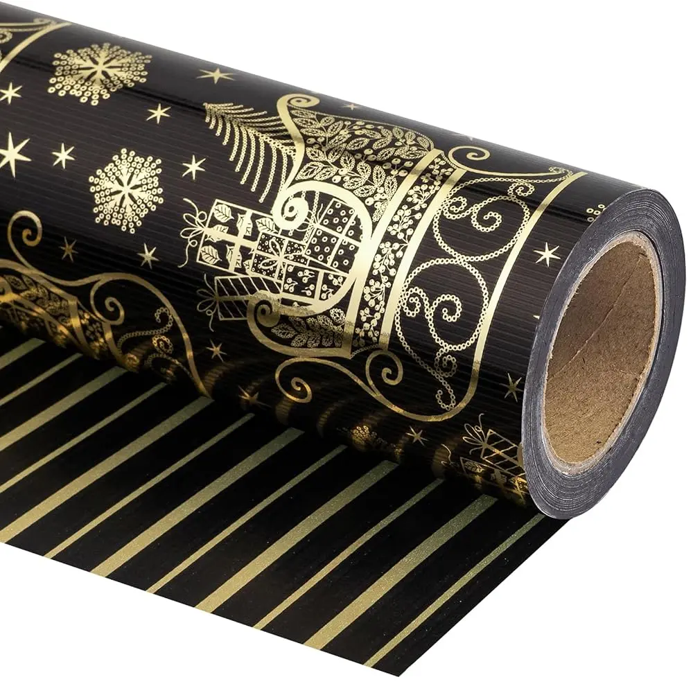 【Buy 2 Get 3 Free】WRAPAHOLIC Reversible Christmas Wrapping Paper Roll, Holiday Gift Wrap with Classic, Cute & Metallic Foil Christmas Designs, 17 in x 33 ft for Christmas Gifts, Kids Presents, Secret Santa & Holiday Gift Exchange