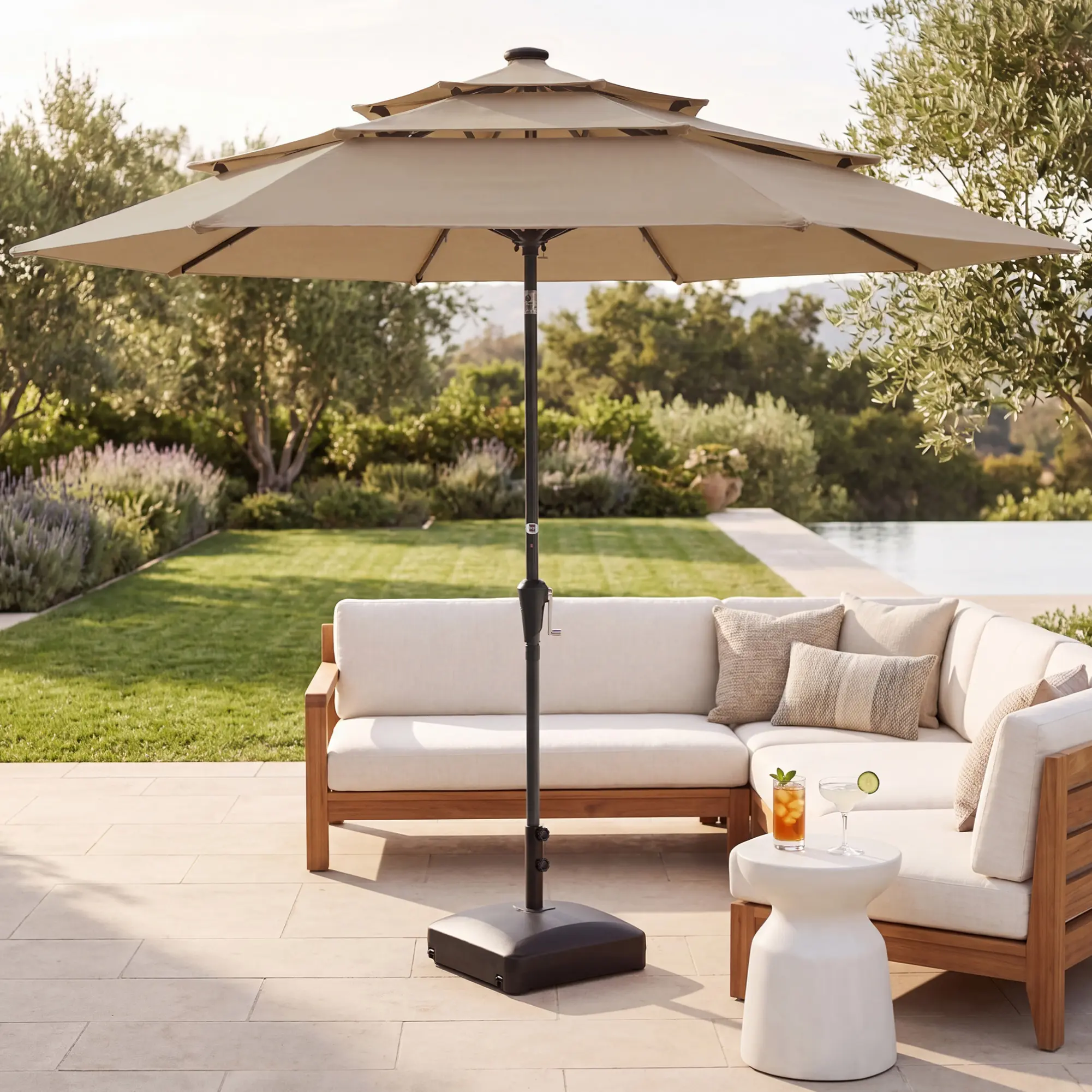 Best Choice Products 10ft 3-Tier Patio Umbrella, Market Sun Shade w/ Tilt Adjustment, Easy Crank