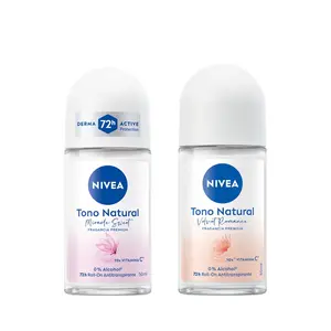 NIVEA Tono Natural Velvet Romance Roll On Deodorant 50ml with 10x More Vitamin C & Floral Lily Scent